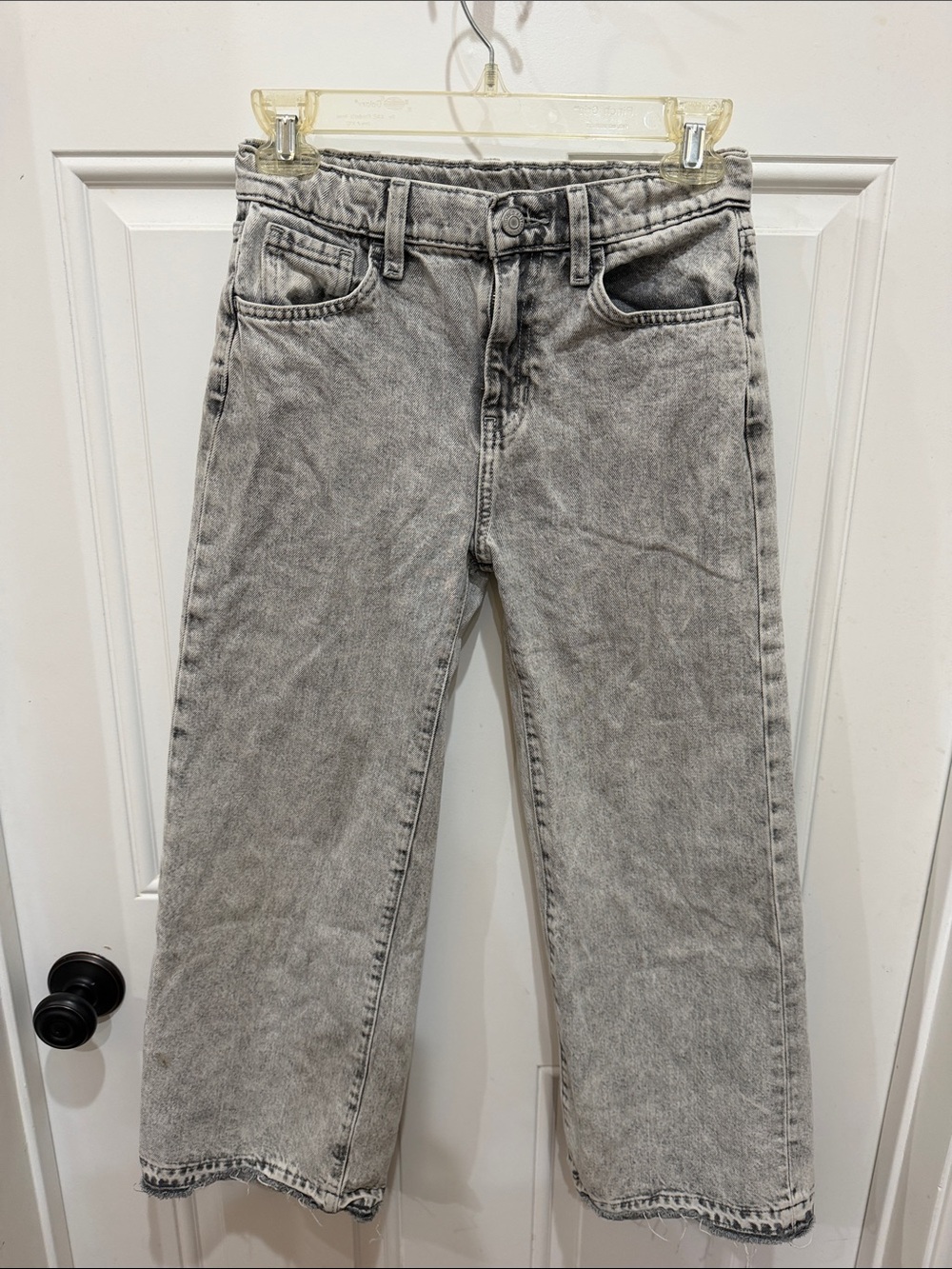 Girls Baggy Wide-Leg Grey Washed Jeans